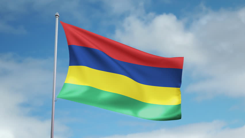 HD 1080p clip with a slow motion waving flag of Mauritius. Seamless, 12 seconds