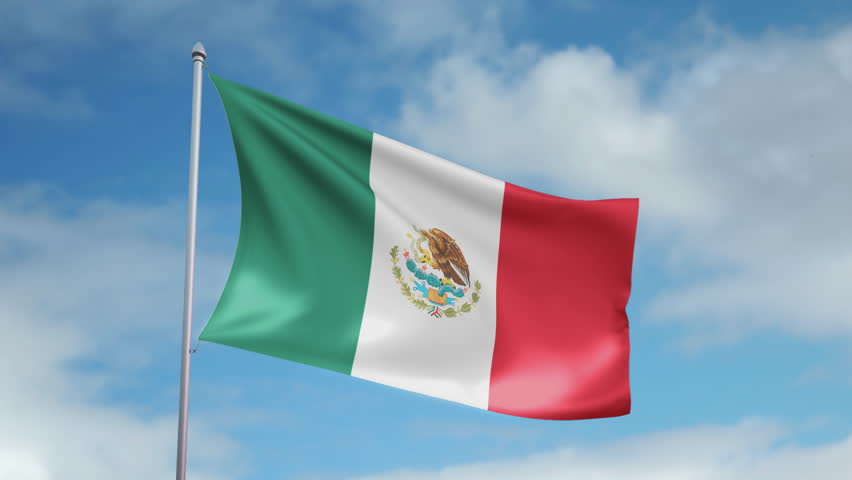 HD 1080p clip with a slow motion waving flag of Mexico. Seamless, 12 seconds