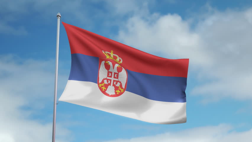 HD 1080p clip with a slow motion waving flag of Serbia. Seamless, 12 seconds