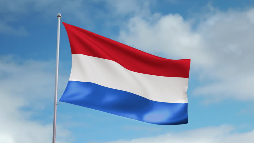 HD 1080p clip with a slow motion waving flag of Netherlands. Seamless, 12