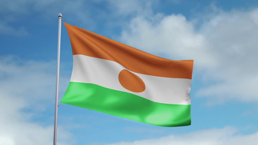 HD 1080p clip with a slow motion waving flag of Niger. Seamless, 12 seconds long