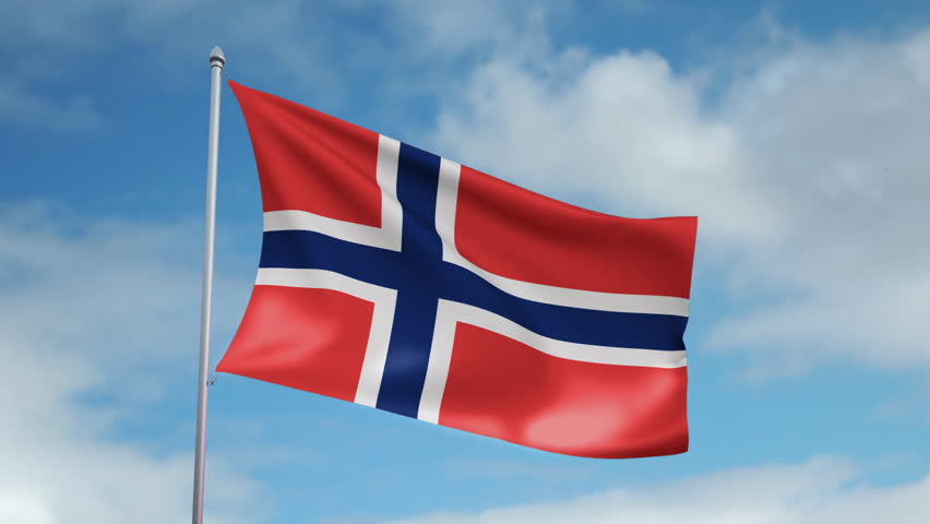 HD 1080p clip with a slow motion waving flag of Norway. Seamless, 12 seconds