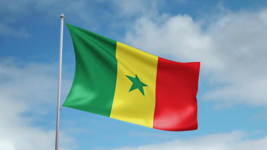 HD 1080p clip with a slow motion waving flag of Senegal. Seamless, 12 seconds