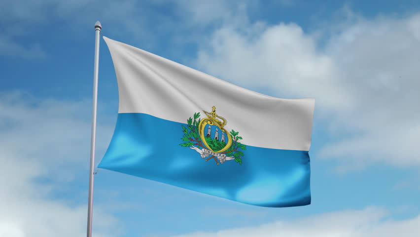 HD 1080p clip with a slow motion waving flag of San Marino. Seamless, 12 seconds