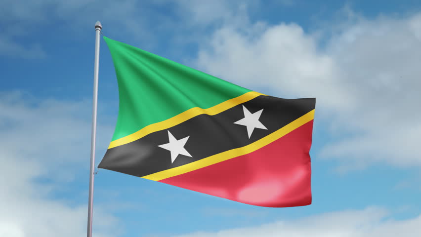 HD 1080p clip with a slow motion waving flag of Saint Kitts. Seamless, 12