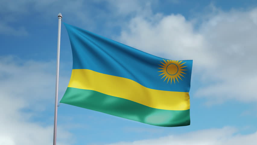 HD 1080p clip with a slow motion waving flag of Rwanda. Seamless, 12 seconds