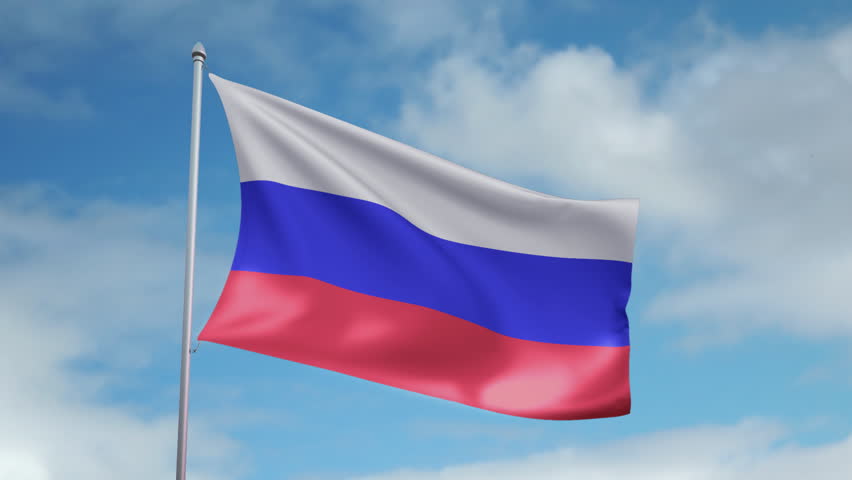 HD 1080p clip with a slow motion waving flag of Russia. Seamless, 12 seconds
