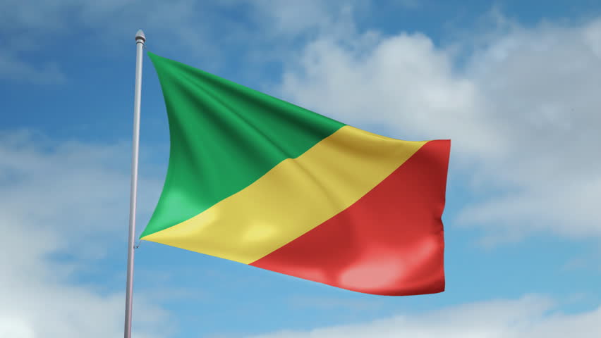 HD 1080p clip with a slow motion waving flag of Republic of Congo. Seamless, 12