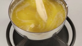 Melted butter being stirred in a pot