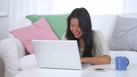 Japanese woman using laptop
