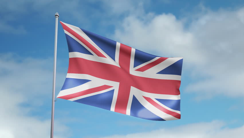 HD 1080p clip with a slow motion waving flag of United Kingdom. Seamless, 12