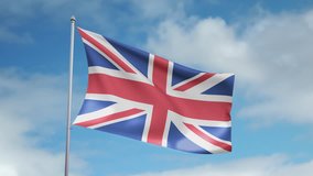 HD 1080p clip with a slow motion waving flag of United Kingdom. Seamless, 12 seconds long loop.  
