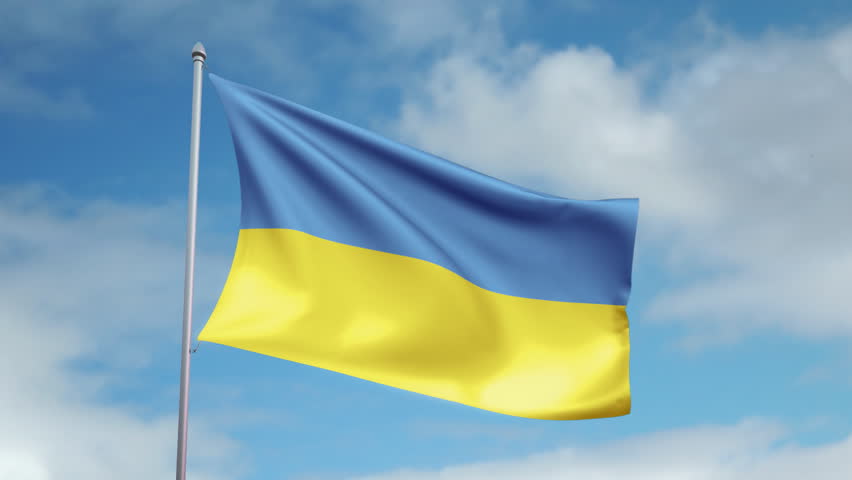 HD 1080p clip with a slow motion waving flag of Ukraine. Seamless, 12 seconds