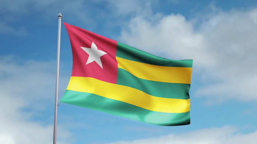 HD 1080p clip with a slow motion waving flag of Togo. Seamless, 12 seconds long