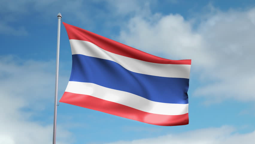 HD 1080p clip with a slow motion waving flag of Thailand. Seamless, 12 seconds