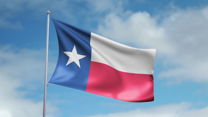 HD 1080p clip with a slow motion waving flag of Texas. Seamless, 12 seconds long