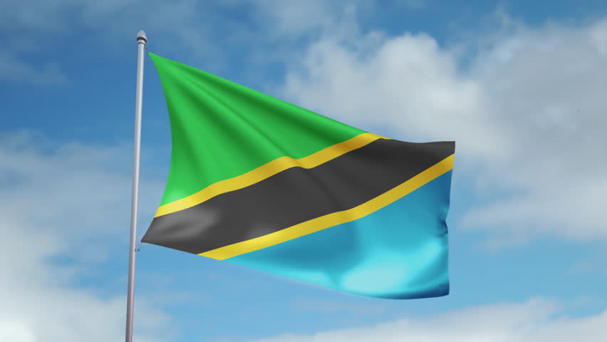 HD 1080p clip with a slow motion waving flag of Tanzania. Seamless, 12 seconds