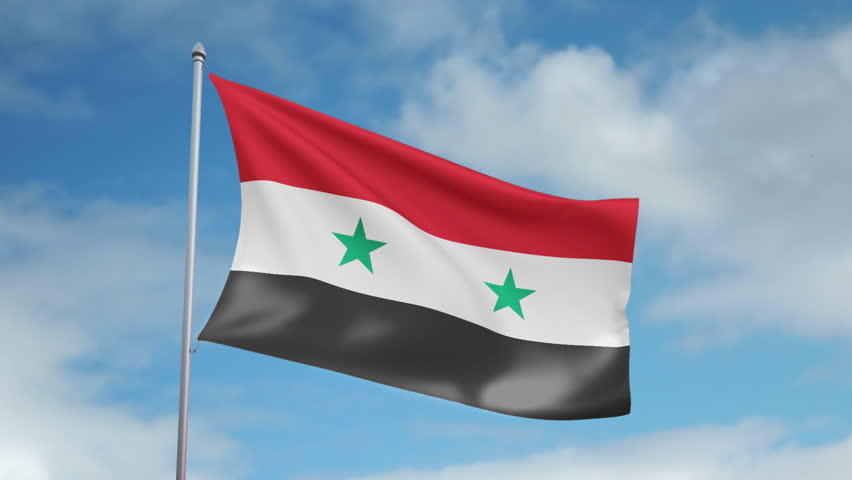 HD 1080p clip with a slow motion waving flag of Syria. Seamless, 12 seconds long