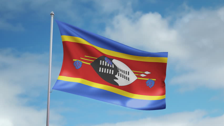 HD 1080p clip with a slow motion waving flag of Swaziland. Seamless, 12 seconds