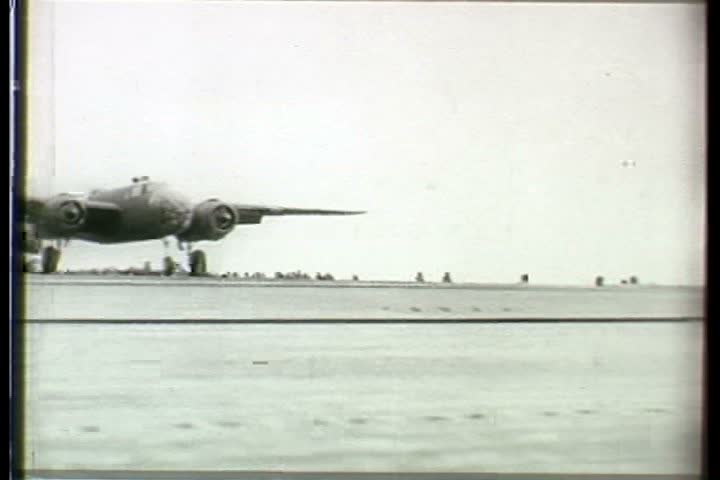 1940s - An aircraft carrier launches airplanes during the 1940s