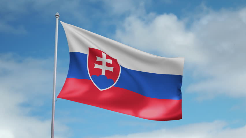 HD 1080p clip with a slow motion waving flag of Slovakia. Seamless, 12 seconds