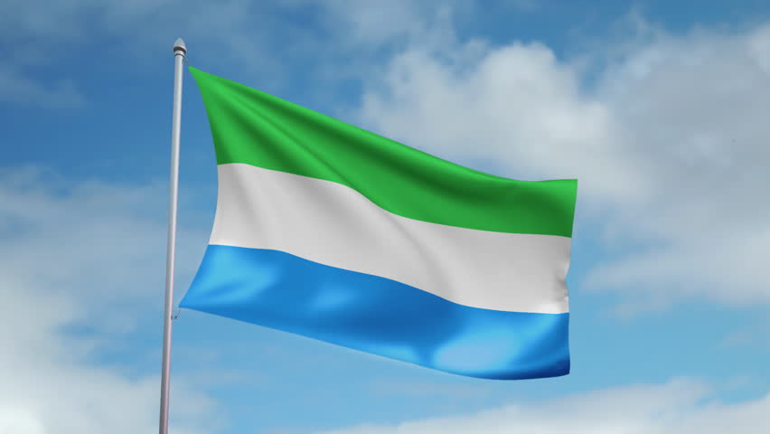 HD 1080p clip with a slow motion waving flag of Sierra Leone. Seamless, 12