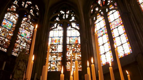 Stained glass with candles
