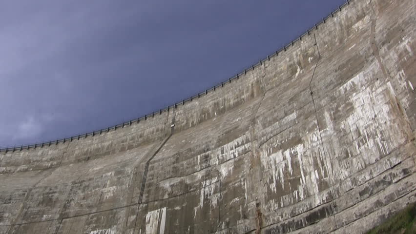 Water sprays out the bottom of lake Spaulding dam