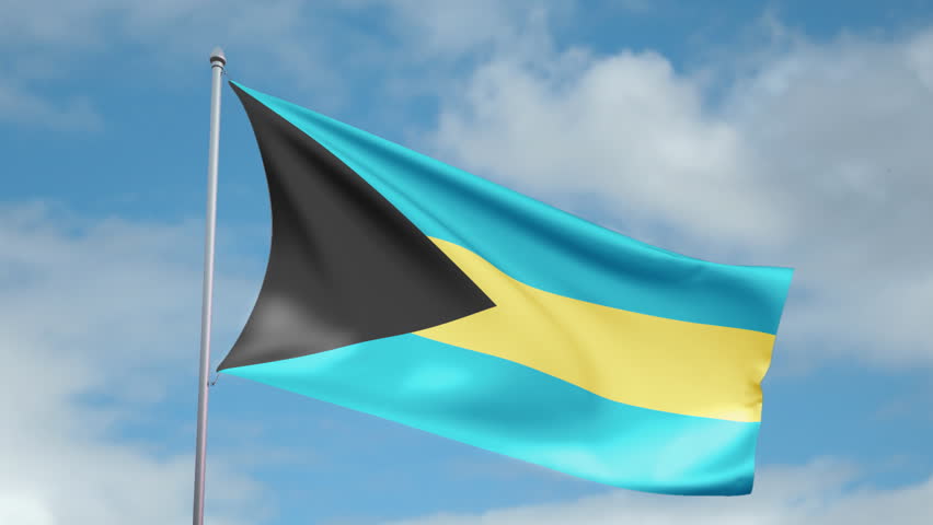 HD 1080p clip with a slow motion waving flag of Bahamas. Seamless, 12 seconds