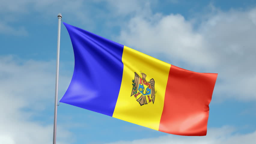 HD 1080p clip with a slow motion waving flag of Moldova. Seamless, 12 seconds