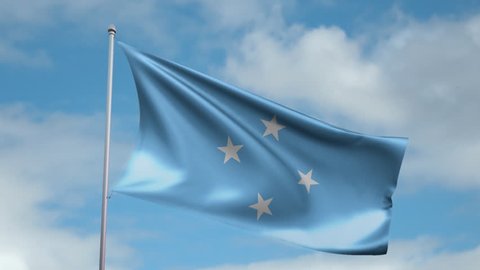 HD 1080p clip with a slow motion waving flag of Micronesia. Seamless, 12 seconds long loop.  