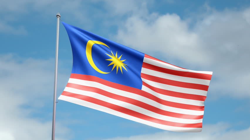 HD 1080p clip with a slow motion waving flag of Malaysia. Seamless, 12 seconds
