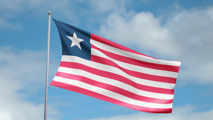HD 1080p clip with a slow motion waving flag of Liberia. Seamless, 12 seconds