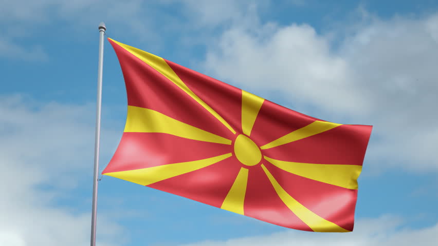 HD 1080p clip with a slow motion waving flag of Macedonia. Seamless, 12 seconds