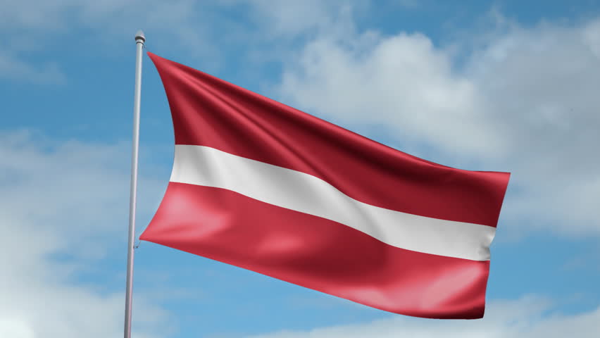 HD 1080p clip with a slow motion waving flag of Latvia. Seamless, 12 seconds
