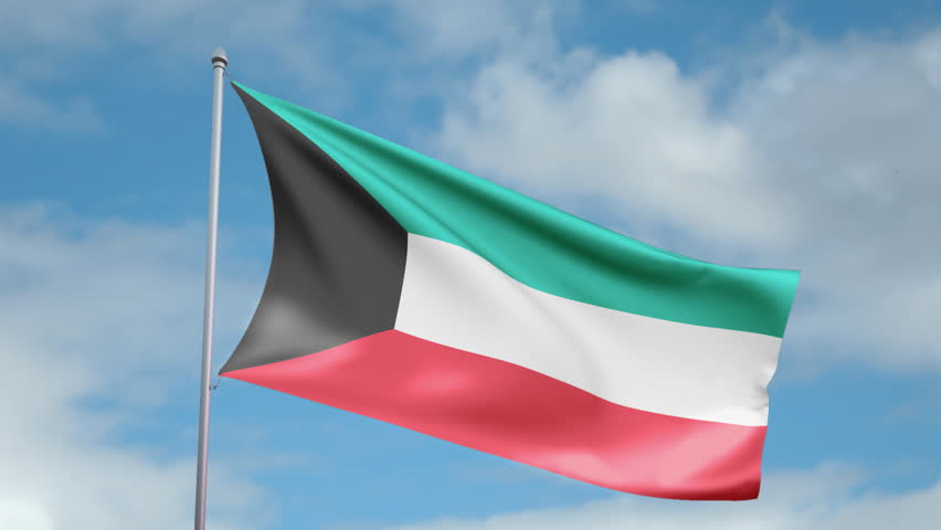 HD 1080p clip with a slow motion waving flag of Kuwait. Seamless, 12 seconds