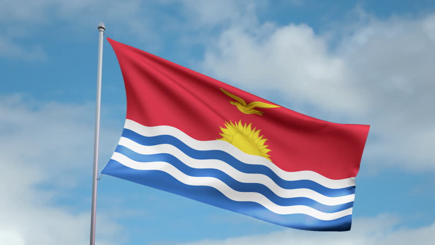 HD 1080p clip with a slow motion waving flag of Kiribati. Seamless, 12 seconds