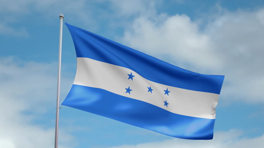HD 1080p clip with a slow motion waving flag of Honduras. Seamless, 12 seconds