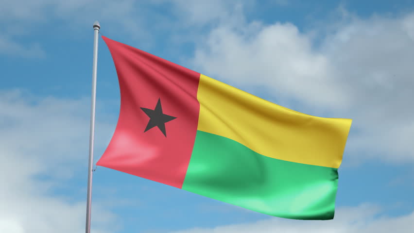 HD 1080p clip with a slow motion waving flag of Guinea-Bissau. Seamless, 12