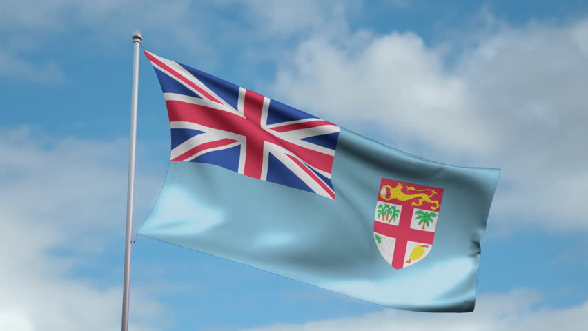 HD 1080p clip with a slow motion waving flag of Fiji. Seamless, 12 seconds long