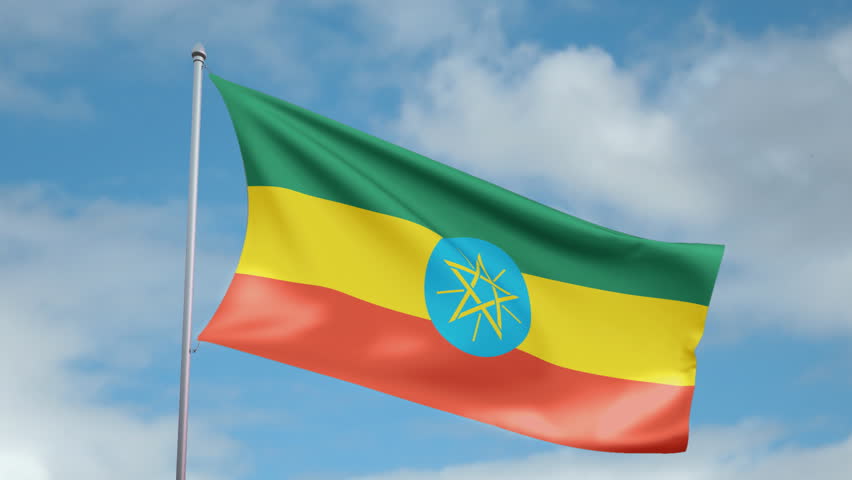 HD 1080p clip with a slow motion waving flag of Ethiopia. Seamless, 12 seconds