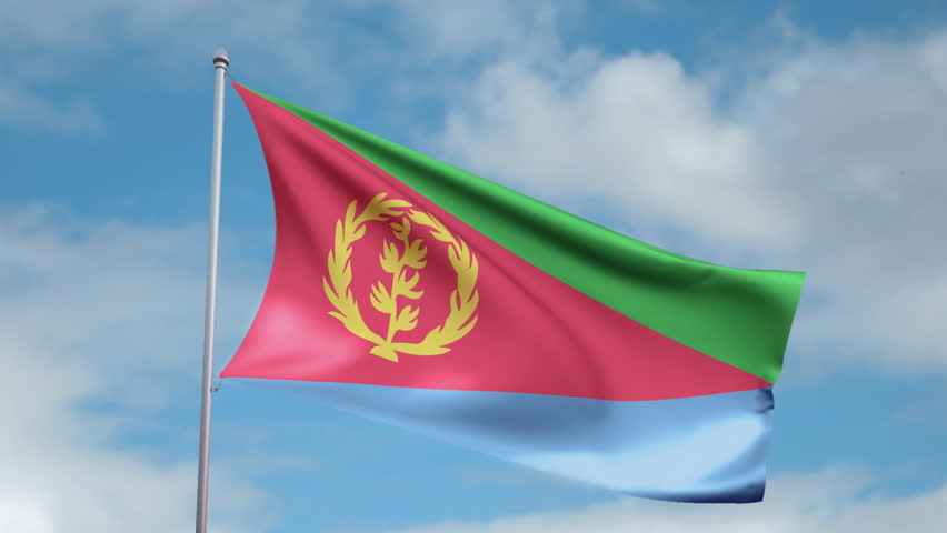HD 1080p clip with a slow motion waving flag of Eritrea. Seamless, 12 seconds