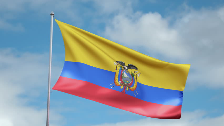 HD 1080p clip with a slow motion waving flag of Ecuador. Seamless, 12 seconds