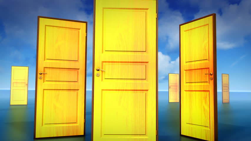 Multiple Doors To Choose One Stock Footage Video 100 Royalty Free