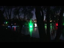 Night fountain with color lights
