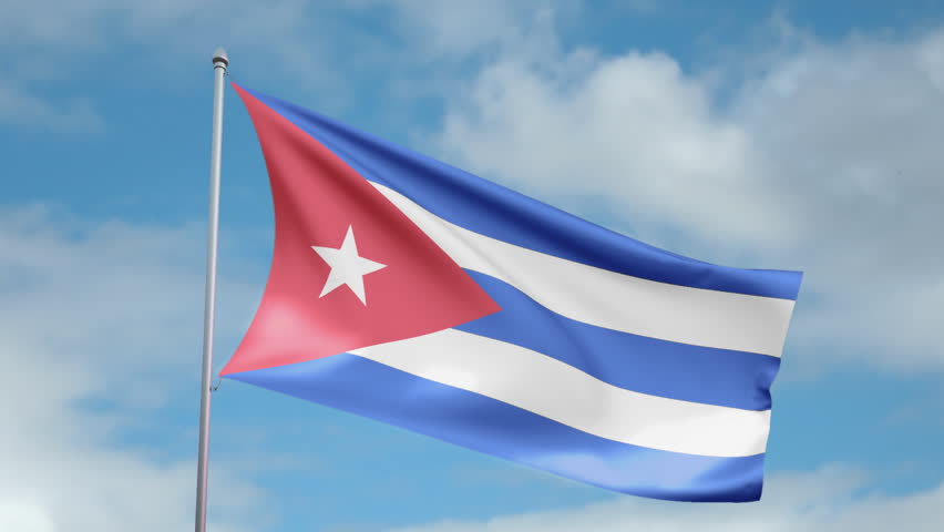 HD 1080p clip with a slow motion waving flag of Cuba. Seamless, 12 seconds long