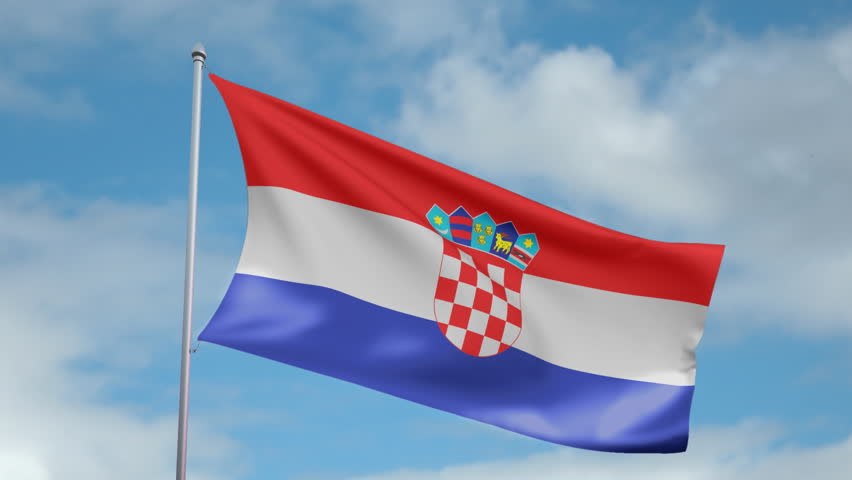 HD 1080p clip with a slow motion waving flag of Croatia. Seamless, 12 seconds