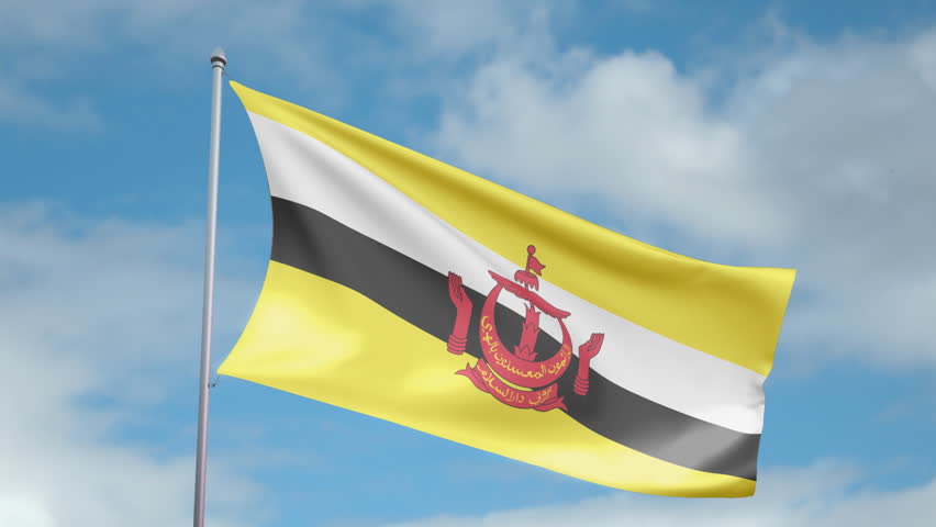 HD 1080p clip with a slow motion waving flag of Brunei. Seamless, 12 seconds