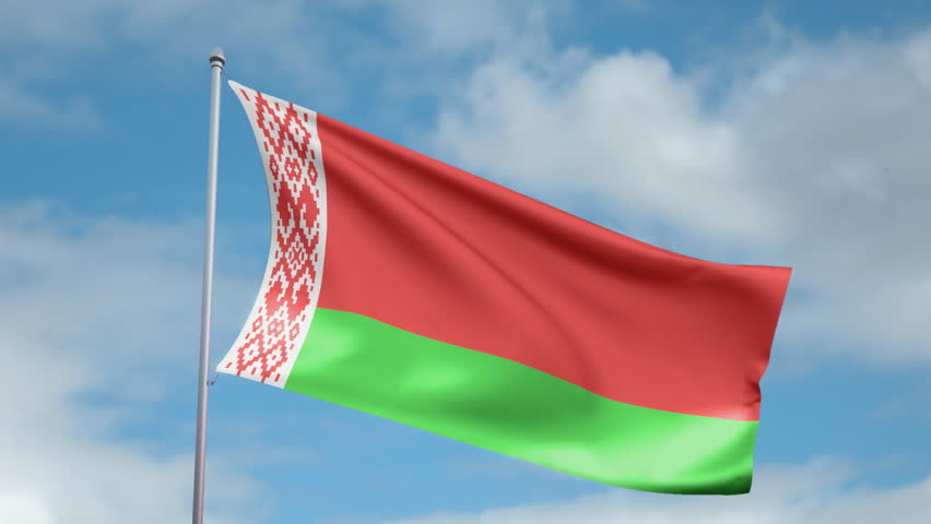 HD 1080p clip with a slow motion waving flag of Belarus. Seamless, 12 seconds