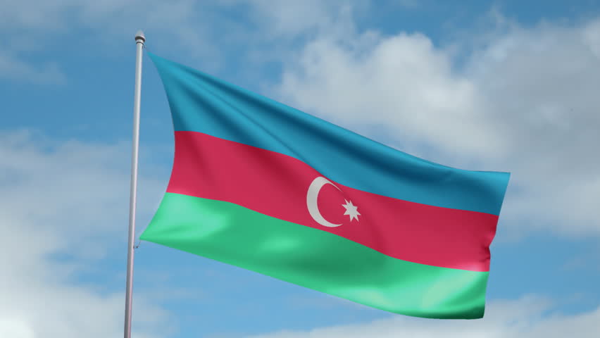 HD 1080p clip with a slow motion waving flag of Azerbaijan. Seamless, 12 seconds